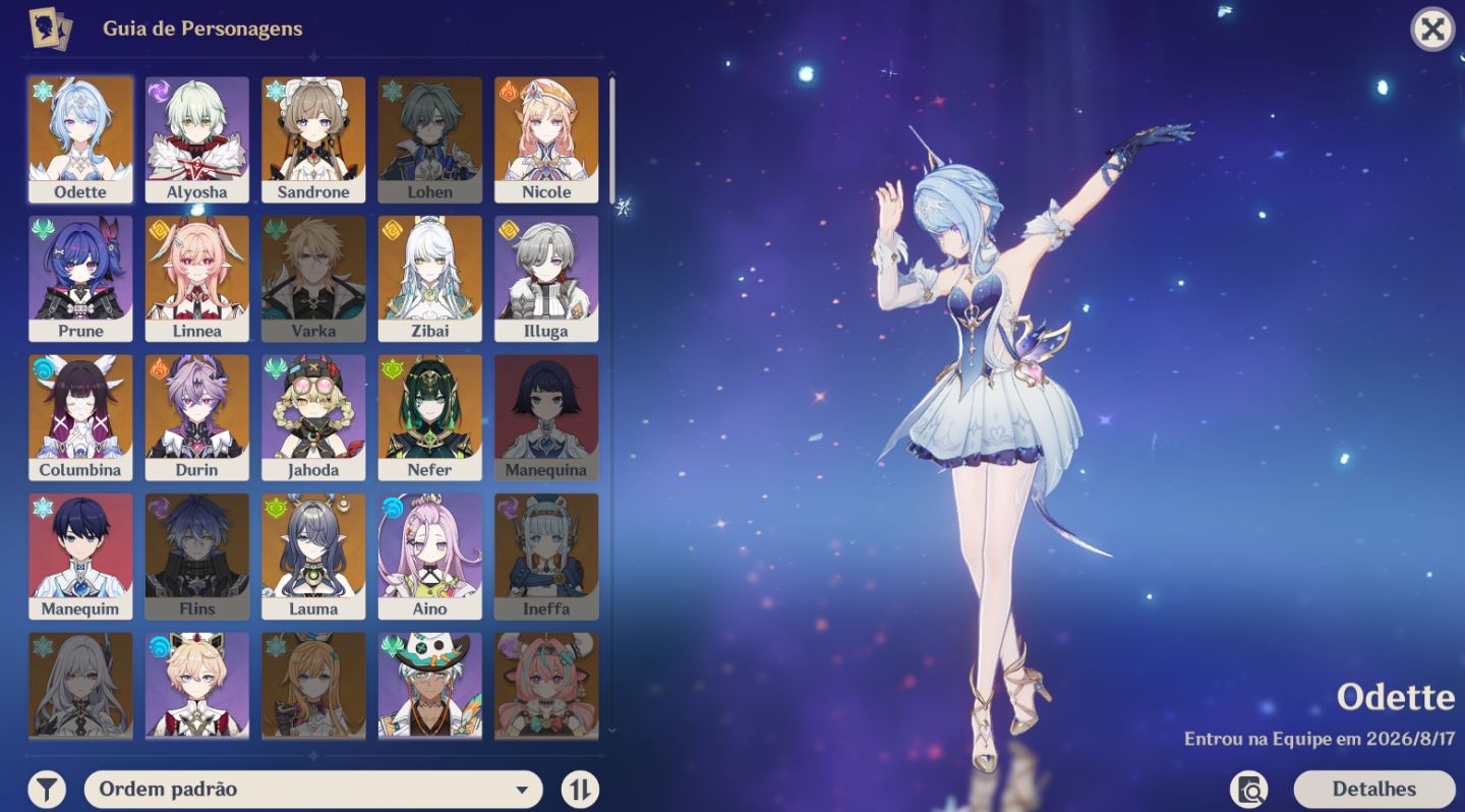 Conta Genshin Impact com vários personagens T5 incluindo os TOp meta DPS.