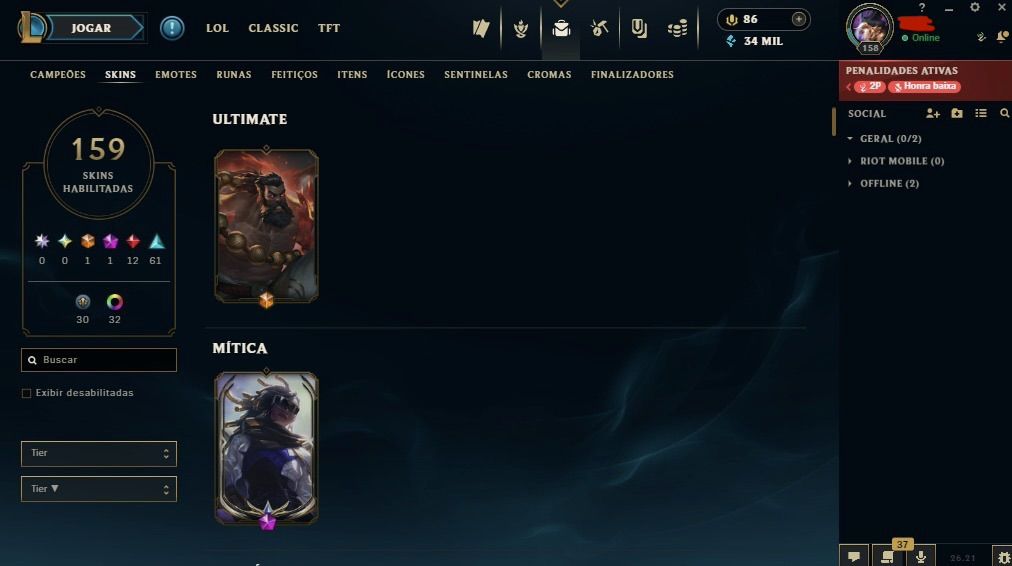 Conta main master yi | diamante 4 com 80% de WR !