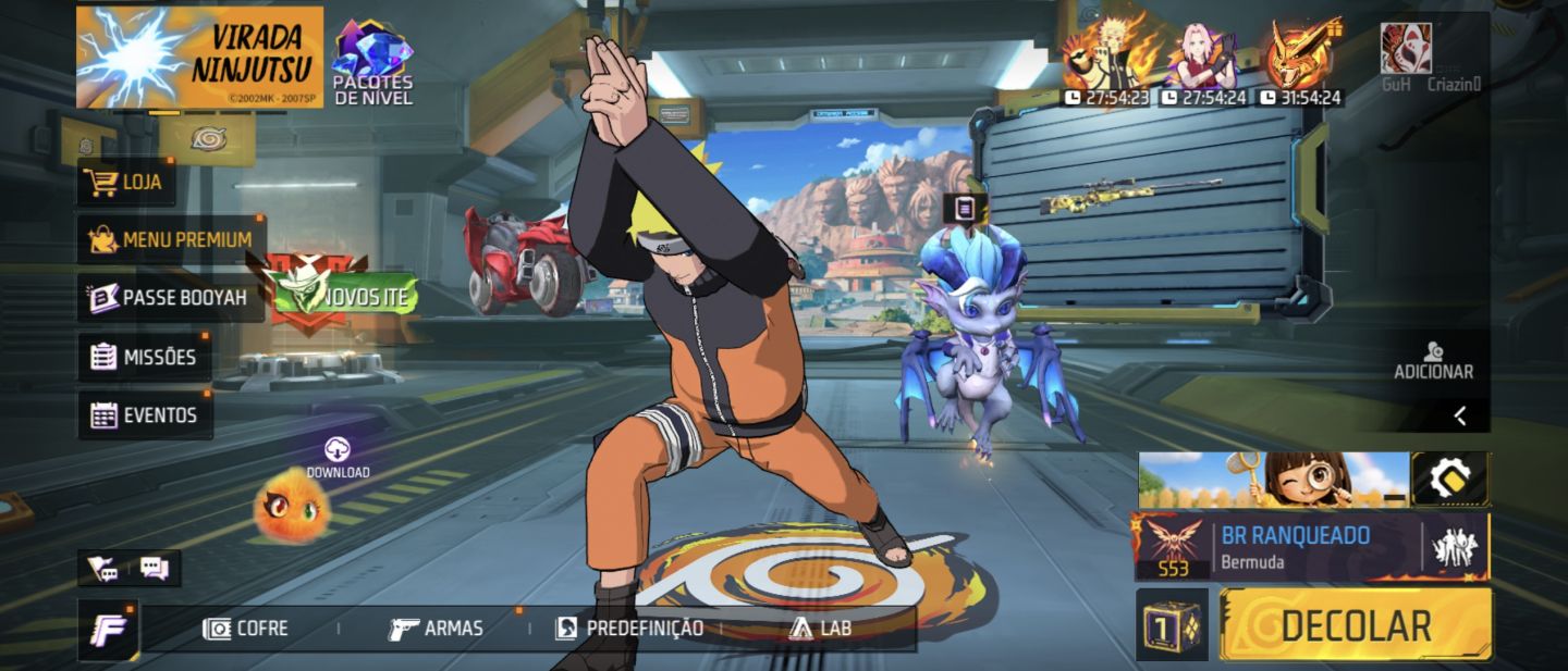 Conta Bot Com Naruto e Ump 2x - FF RSL