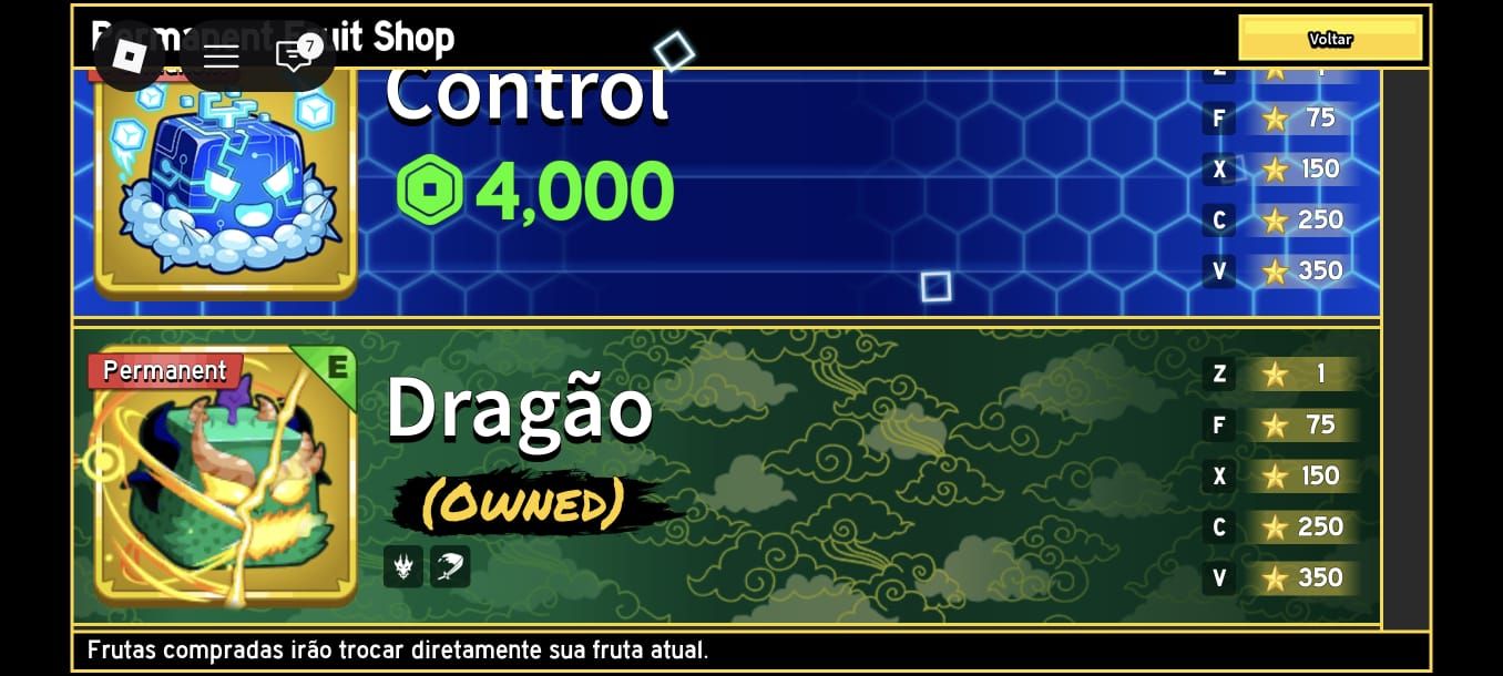 Blox fruits conta com Dragon perm e muita mais