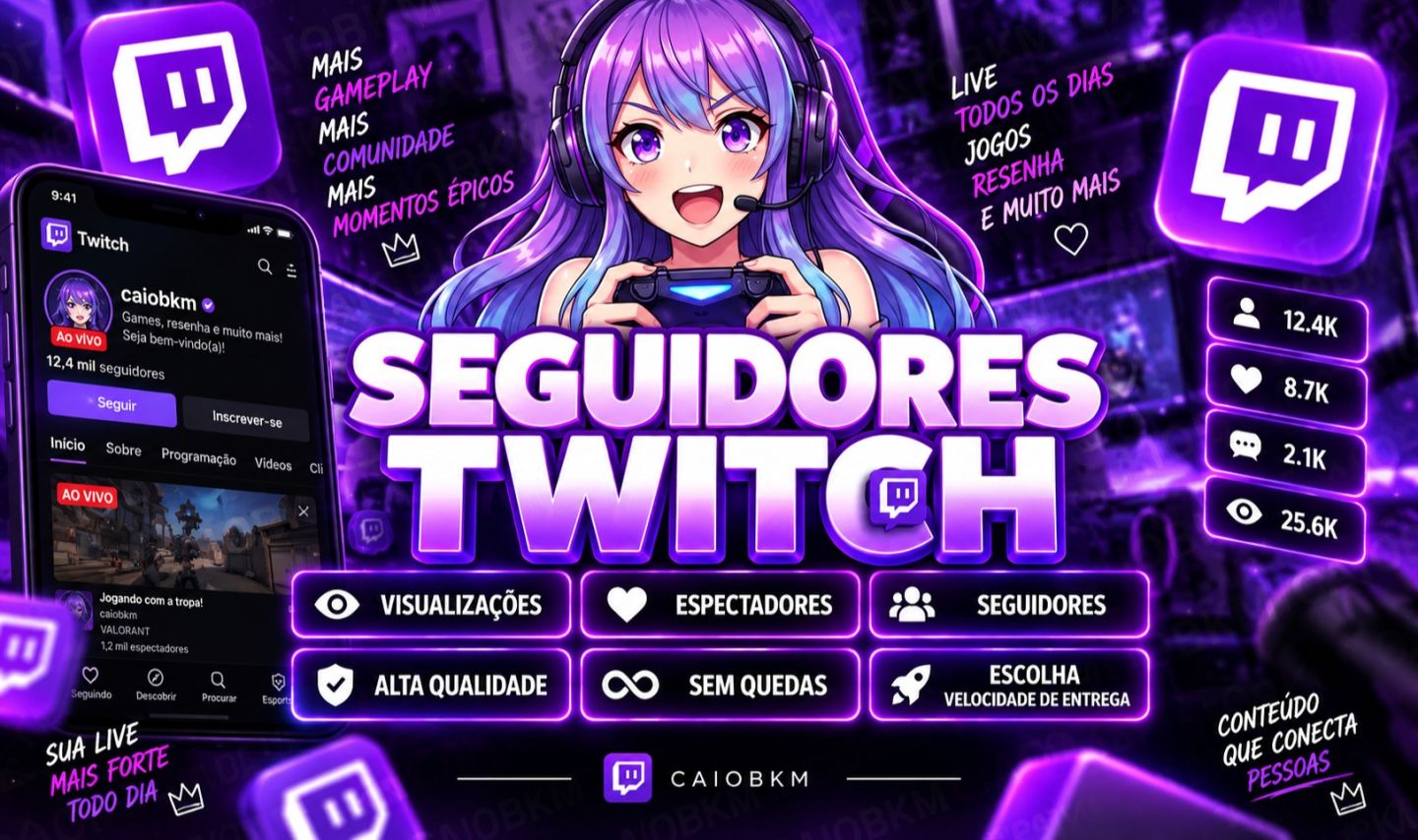 [MELHOR OPÇÃO] SEGUIDORES, ESPECTADORES E VIEWS TWITCH - SEM QUEDA - MENOR PREÇO