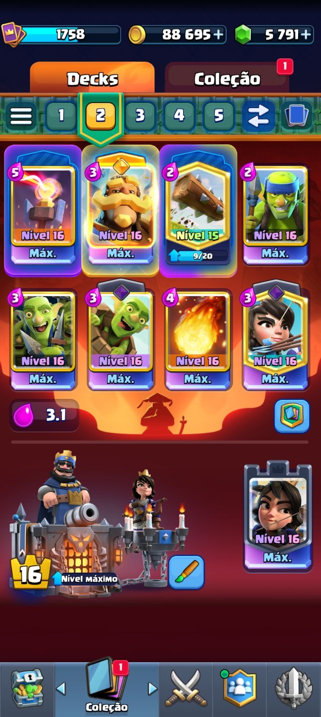 CONTA DO CLASH ROYALE COM TORRE DO REI LVL MÁXIMO - 9 ANOS - UNICO DONO