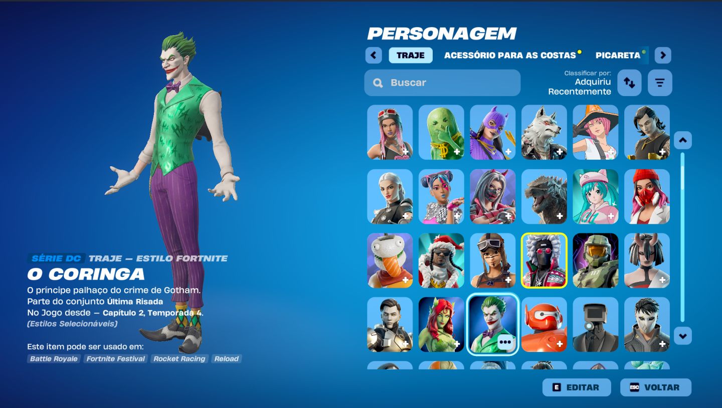 Conta Fortnite skins lendárias (Travis Scott, Kratos, Midas e outras)