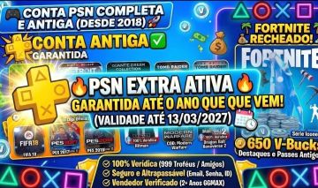 CONTA RARA DE 2018 - PSN EXTRA ATÉ 2027 - DIVERSAS SKINS/ITENS PAGOS NO FORTNITE