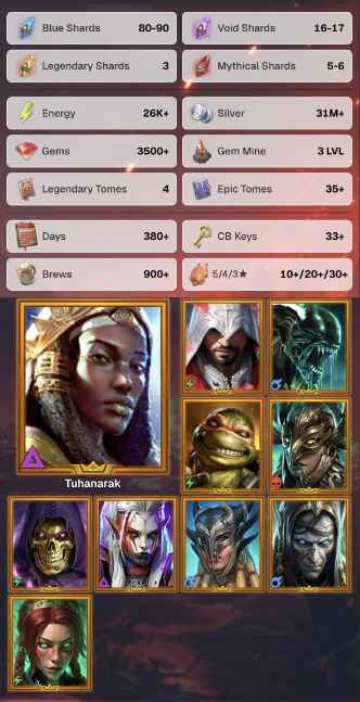 Contas Startes Raid Shadow Legends com Tuhanarak