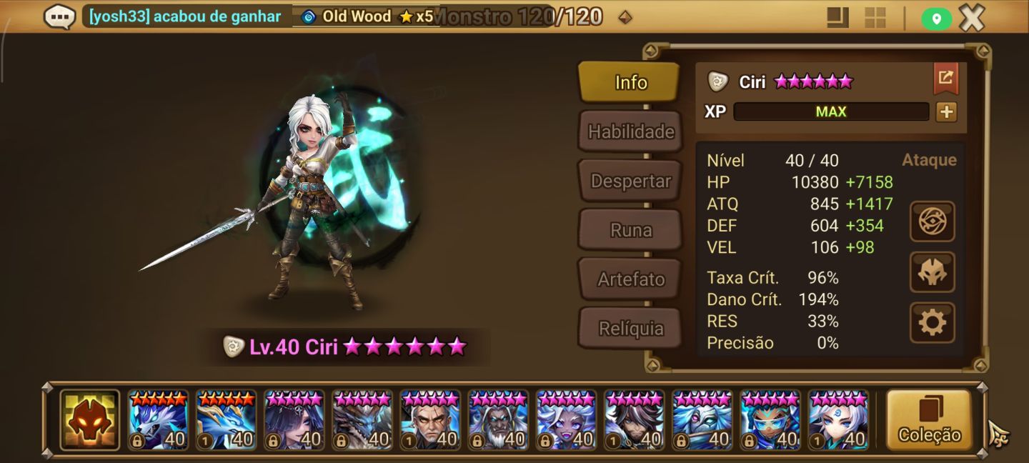 Ásia summoners war 2 Ld ciri light e veronica