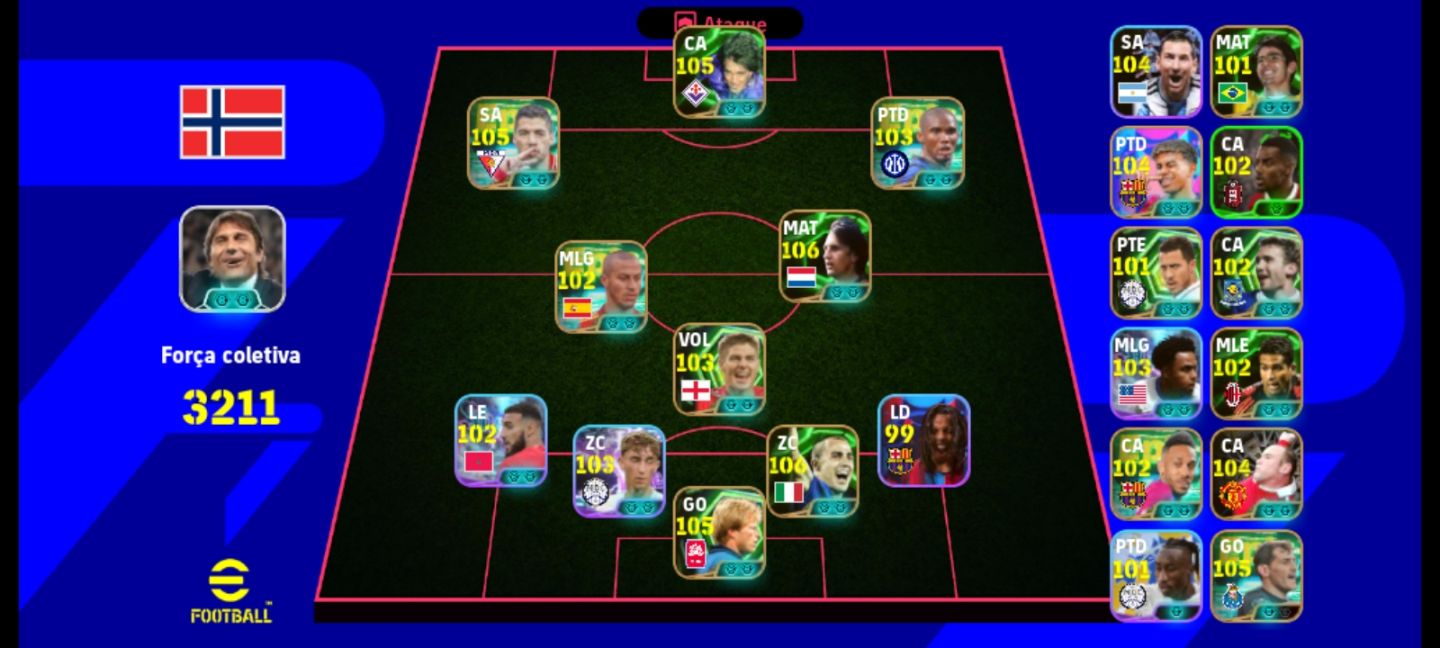 Efootball Conta Rara - Croyff, Batistuta, Kaká, Lamine Yamal do Pack Thiago....