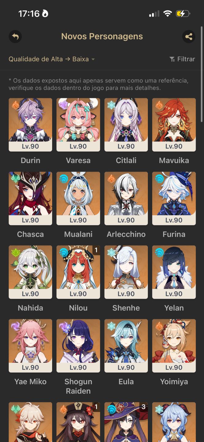 27 personagens limitados - genshin