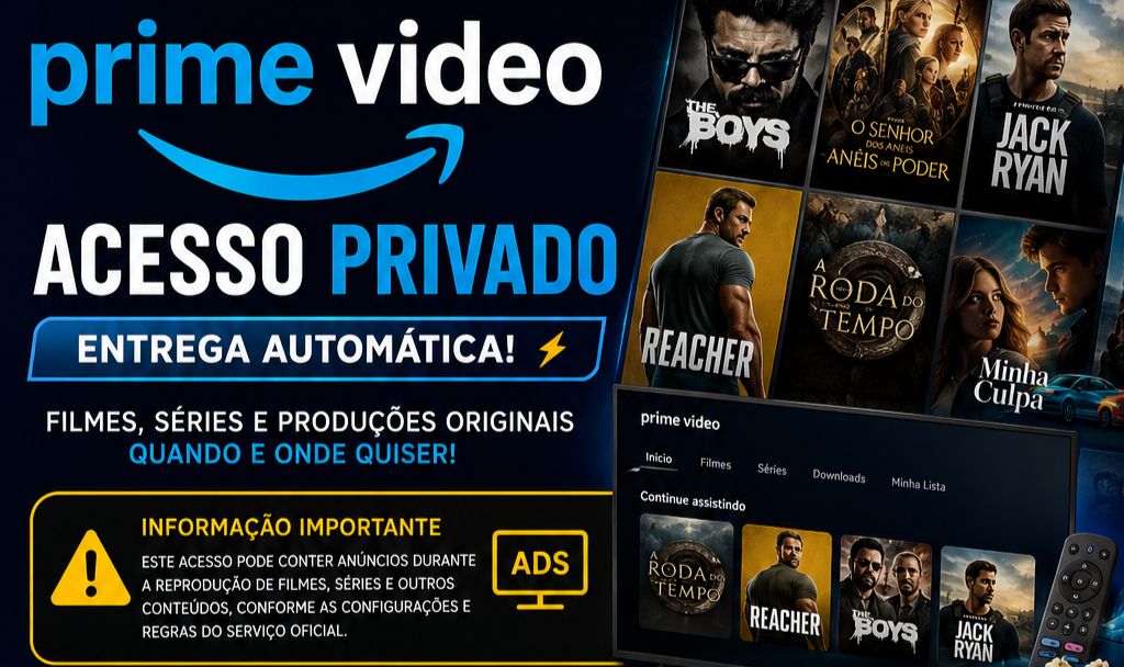 Prime Video - TELA PRIVADA EXCLUSIVA 30 Dias Contem Anúncio [ENTREGA AUTOMÁTICA]