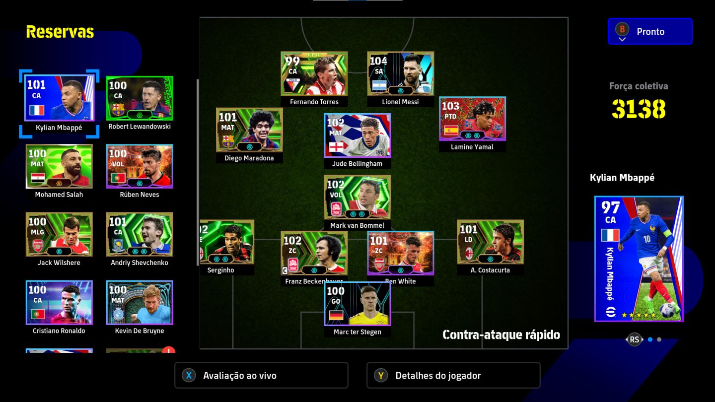 Conta Efootball (Steam) messi 104 e maradona 101 e compania