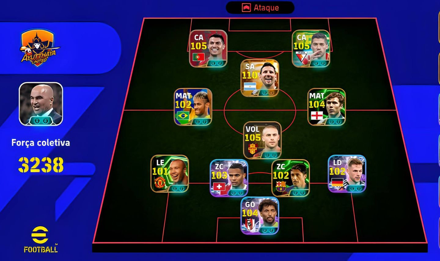 CONTA PREMIUM eFootball | FORÇA COLETIVA 3238 | COM O NEYMAR DAS OLIMPÍADAS