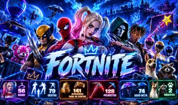 CONTA FORTNITE | 56 SKINS | ARLEQUINA + VARINHA ESTELAR + 79 GESTOS | ACESSO