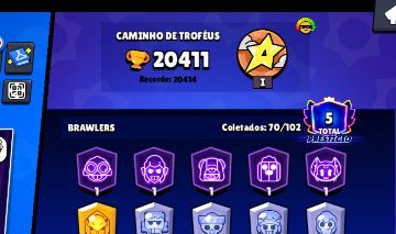 CONTA BRAWL STARS 20.4K TROFÉUS | 70 BRAWLERS | PRESTÍGIO 5