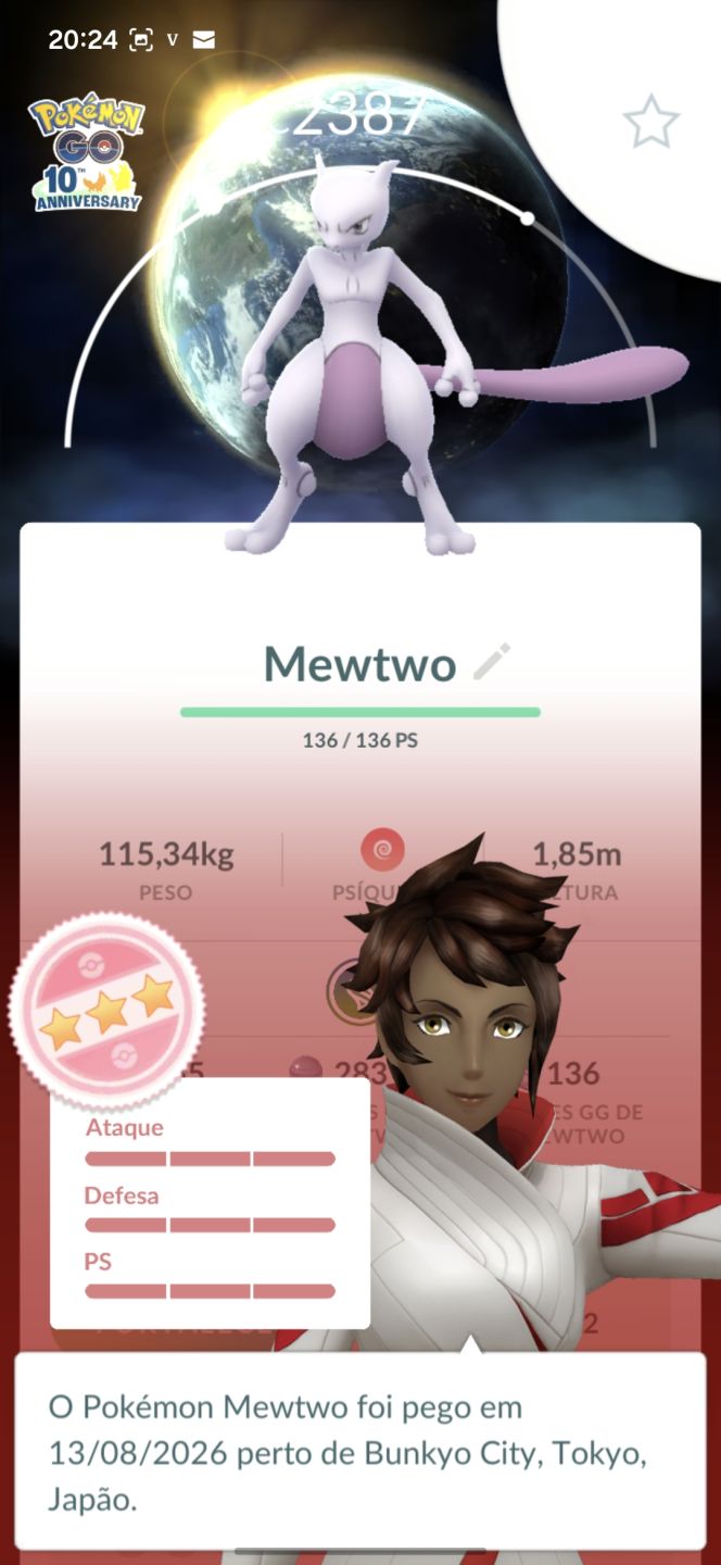 2 mewtwo shiny + 1 mewtwo 100% - Conta avançada Pokemon Go