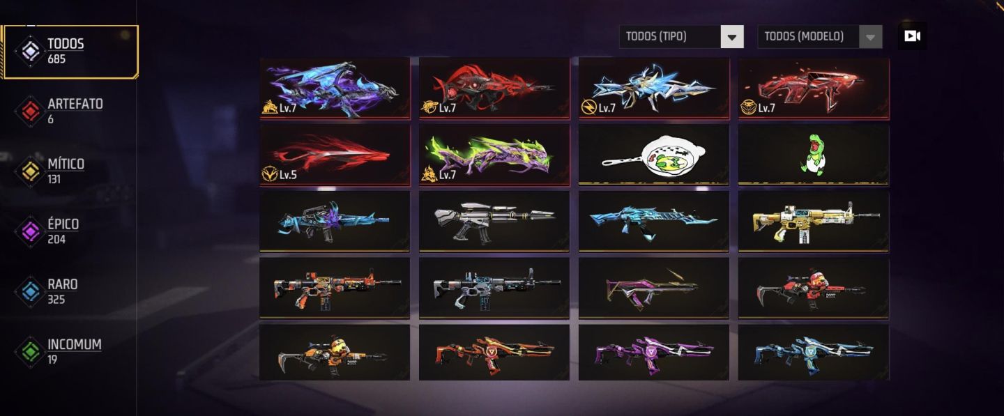 CONTA FREE FIRE RARA