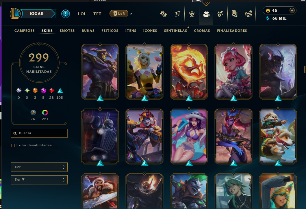 CONTA ESMERALDA, DIAMANTE ULTIMA TEMP. EX-MESTRE, 299 SKINS, PRESTIGIOS/ULTIMATE