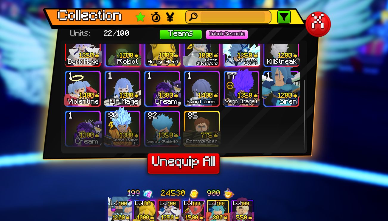 Conta com monet shiny de unique lvl60 anime adventures