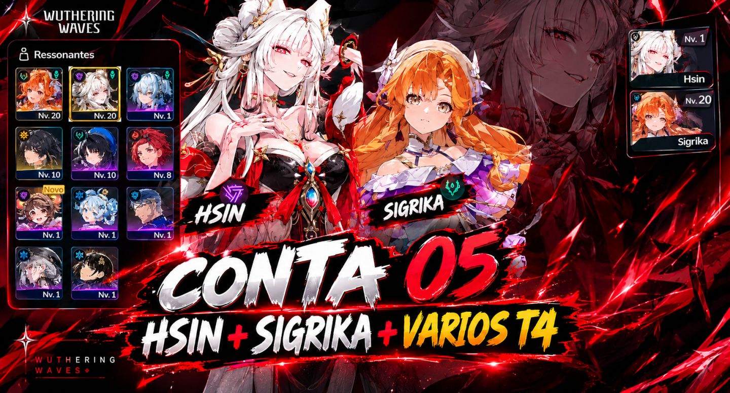 WUTHERING WAVES CONTAS PERSONAGENS COM ARMA ASSINATURA/ HSIN+CHISA+SUOMING+IUNO