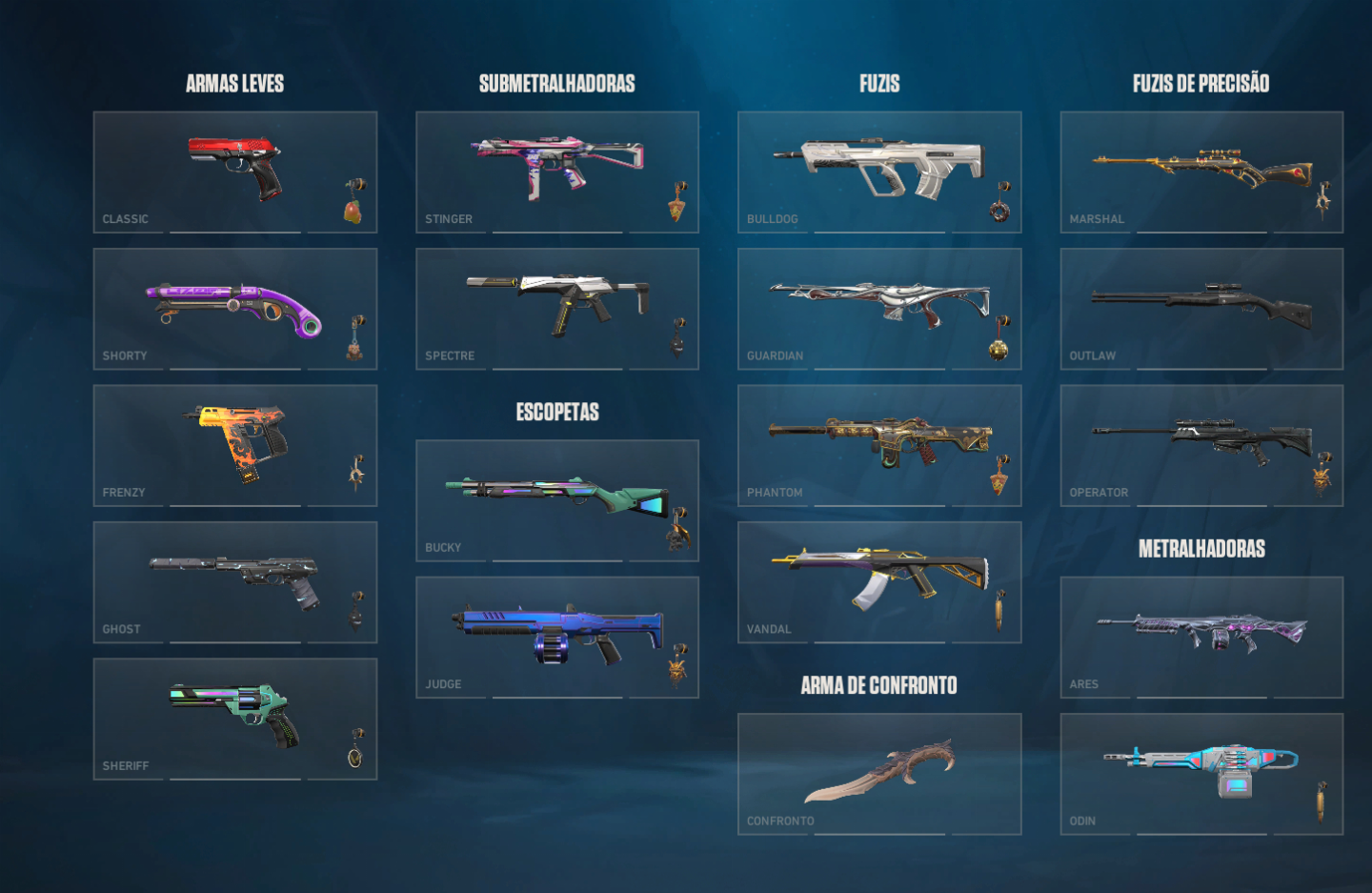 Conta Valorant com skins. Elo já foi platina e diamante.
