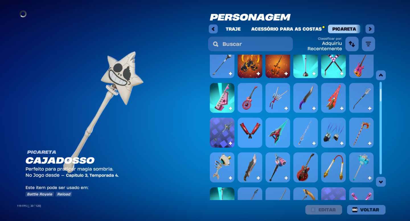 Conta de Fortnite com várias skins desde do capítulo 1 temporada 5