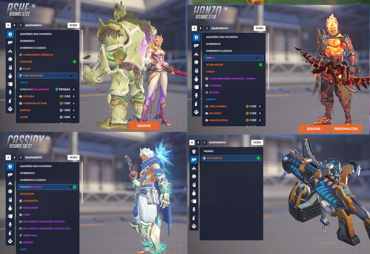 Conta Overwatch Platina + 100 Skins + 2 Arma Mitica + 3 Personagens Miticos