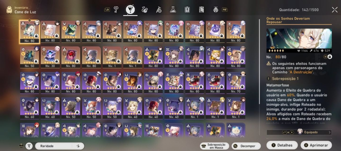 Conta Hsr com: Castorice+Skin+Bis, Firefly+Bis e com 100 giros limitados