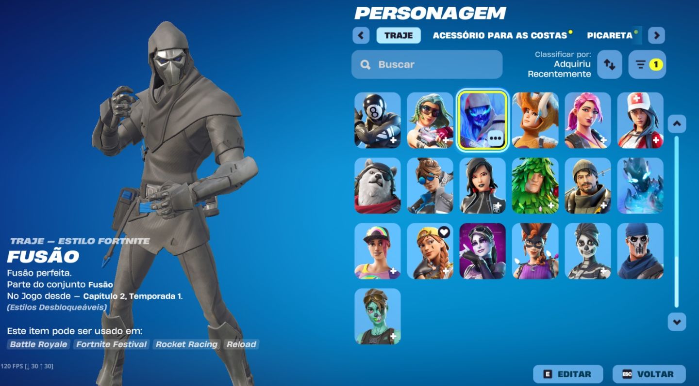 CONTA FORTNITE COM ITENS RAROS (MACHADO LEVIATHAN, TONY STARK E ETC)