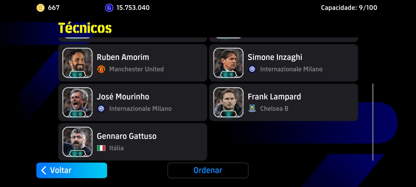 Conta eFootball BRABA do Gullit, Zola e Pelé