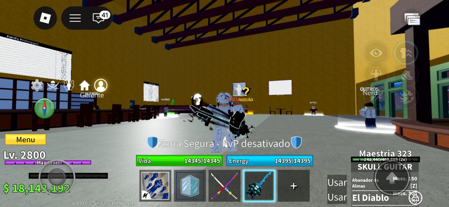 Conta de blox fruits com muitas skins e etc.