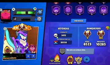 Conta GEMADA e RARA, upada, Skins parcerias, Rank e troféus- Brawl Stars