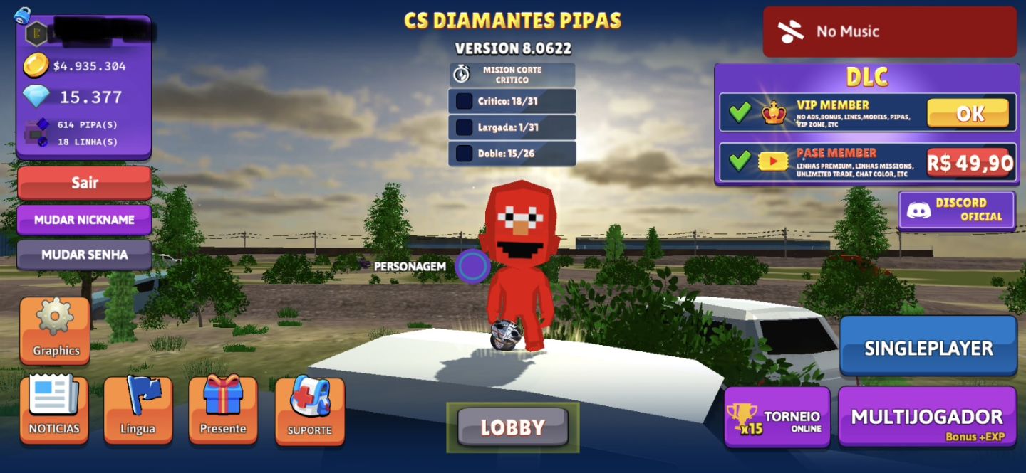 Conta de diamante pipas com vip e pase
