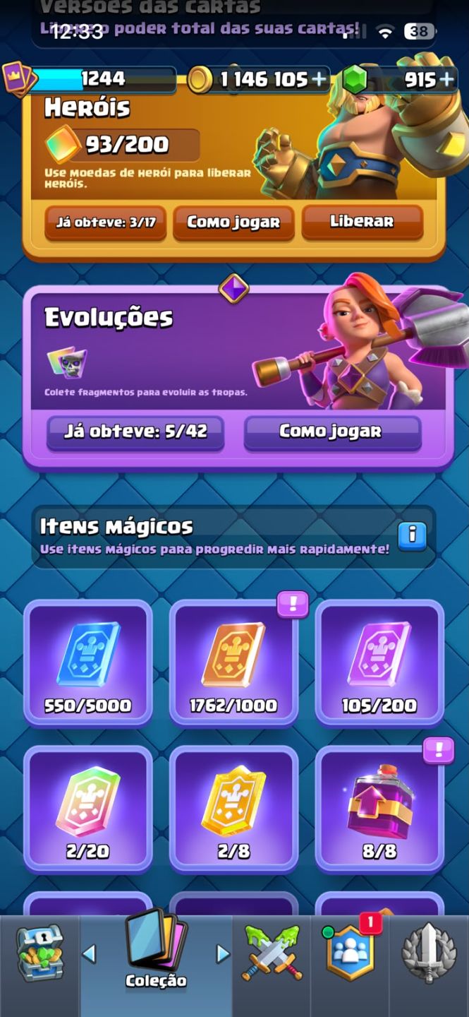 Conta Clash Royale Antiga 1M de GOLD - 900+ GEMAS - EMOTES RAROS - CONTA ANTIGA