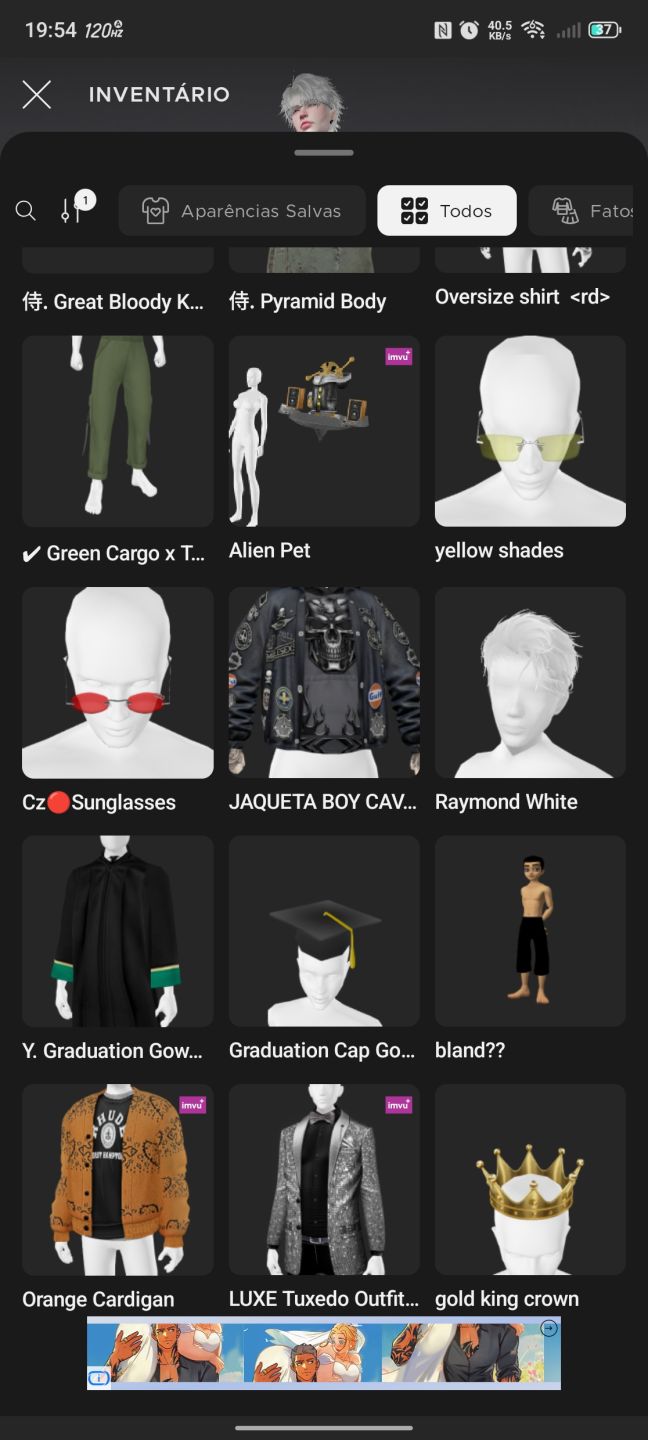Conta IMVU, masculina com mais de 150 ítens (preço negociável)