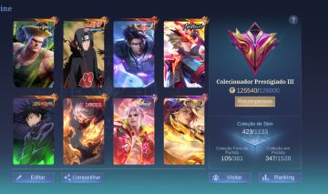 Conta de ML com várias skins e quase todos os heróis.