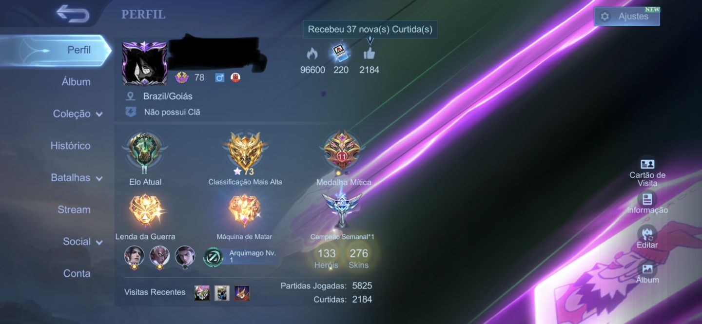 CONTA MOBILE LEGENDS LENDARY | 268 SKINS | 131 HERÓIS | PREMIUM