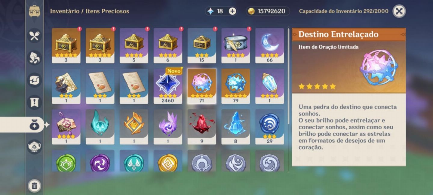 Conta Genshin AR 47 com Kazuha + bis, Diluc, Jean + 150 Giros + Atlas Celestial