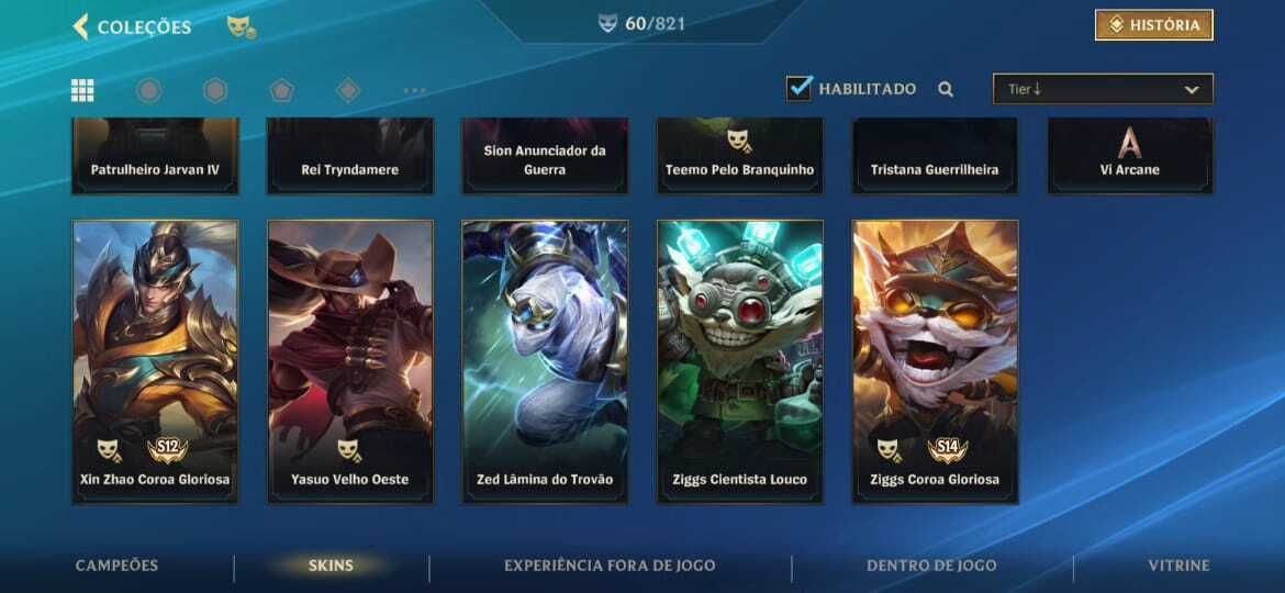 CONTA - LEAGUE OF LEGENDS WILD RIFT (COM SKINS LENDÁRIAS)