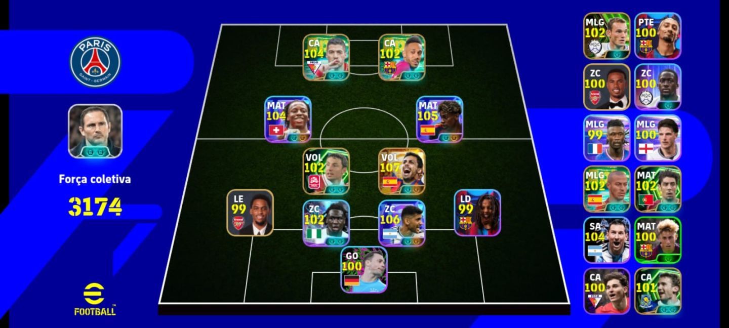 CONTA EFOOTBALL FULL 3175+ COM YAMAL 106,RODRI 107,MANZAMBI 105, ROMERO 106,ETC