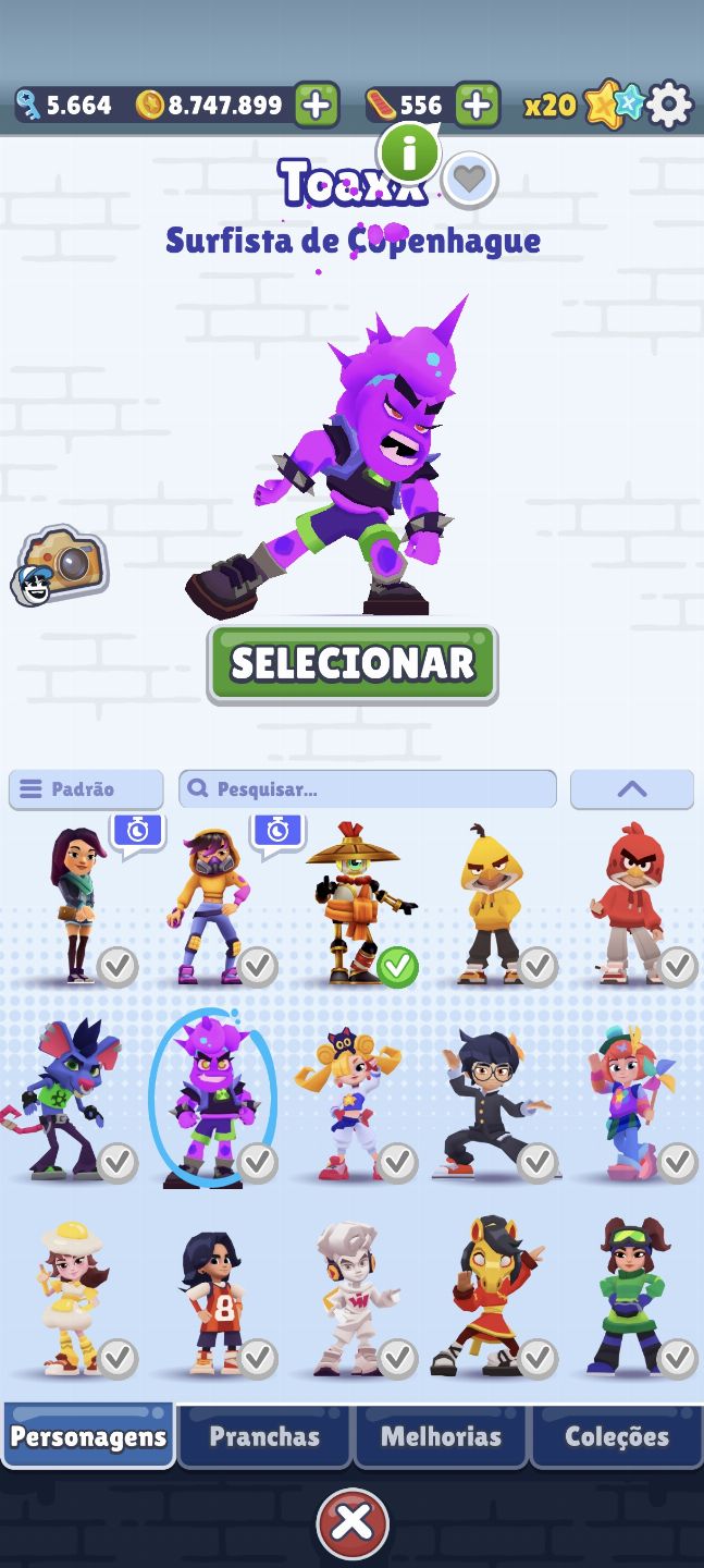 Conta rara Subway Surfers todos os personagens + 5000 chaves (2012)