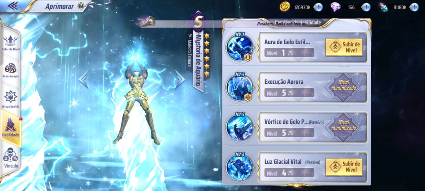Conta saint seiya awakening lvl 70 30 livros