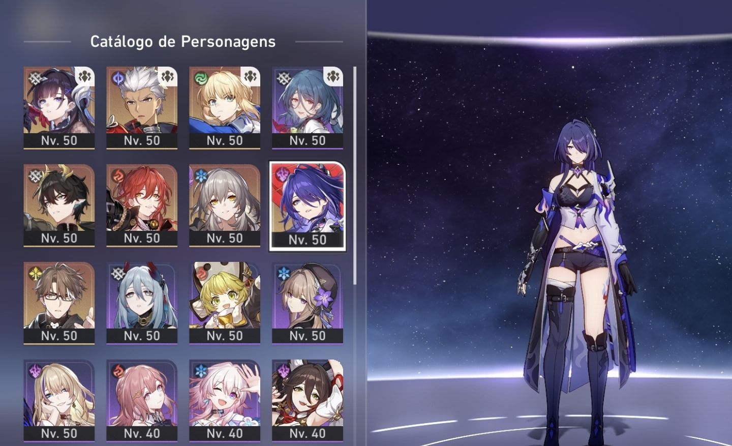 Conta honkai com Acheron, Saber, Archer, Hysilens, himeko e welt Ar 40 +72 tiros