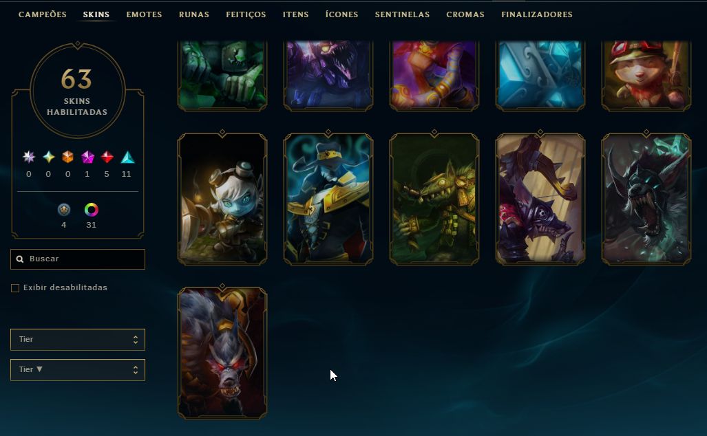 G1 165 Essencias Miticas, 63 skins, 31 cromas