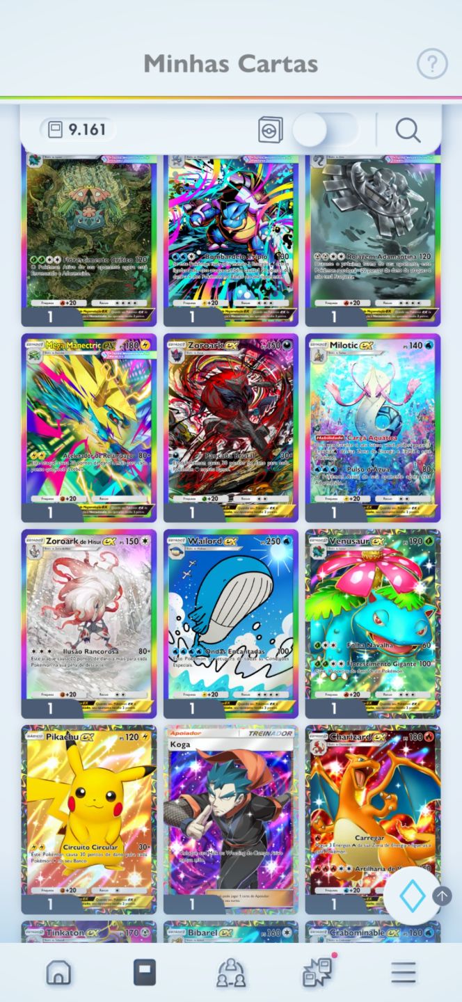 Conta pokemon TCGP cartas raras