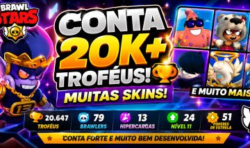 CONTA BRAWL STARS 20K+ TROFÉUS | 24 P11 | 13 HIPERCARGAS | MUITAS SKINS