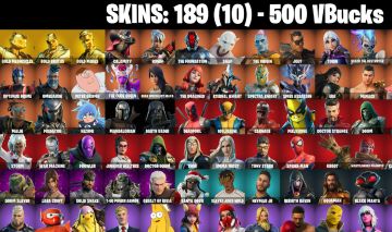 189 Skins - gold midas, gold brutus, calamity, lara croft, 500 vbucks