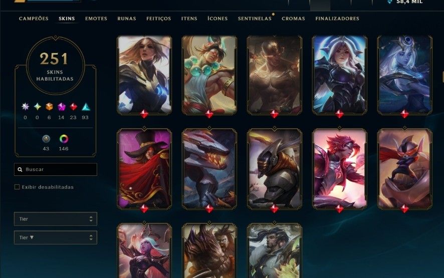 Conta RARA de lol desde 2015 com 251 skins e todas as ultimate