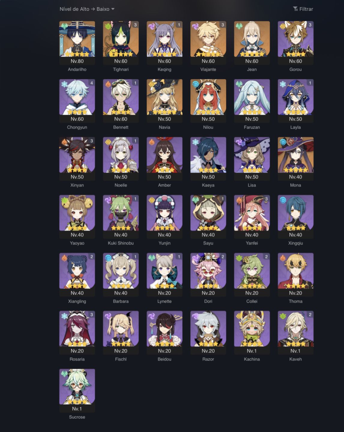 Venda de Conta HoYoverse (Genshin Impact + Honkai: Star Rail)