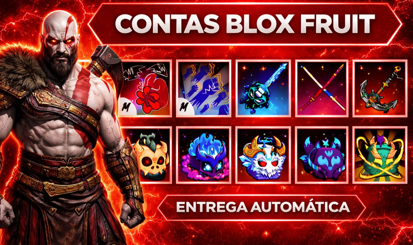 [SUPER PROMOÇÃO]CONTAS DE BLOX FRUITS COM FRUTAS,LV MAX, GOD HUMAM,RAÇAS V4 ETC.
