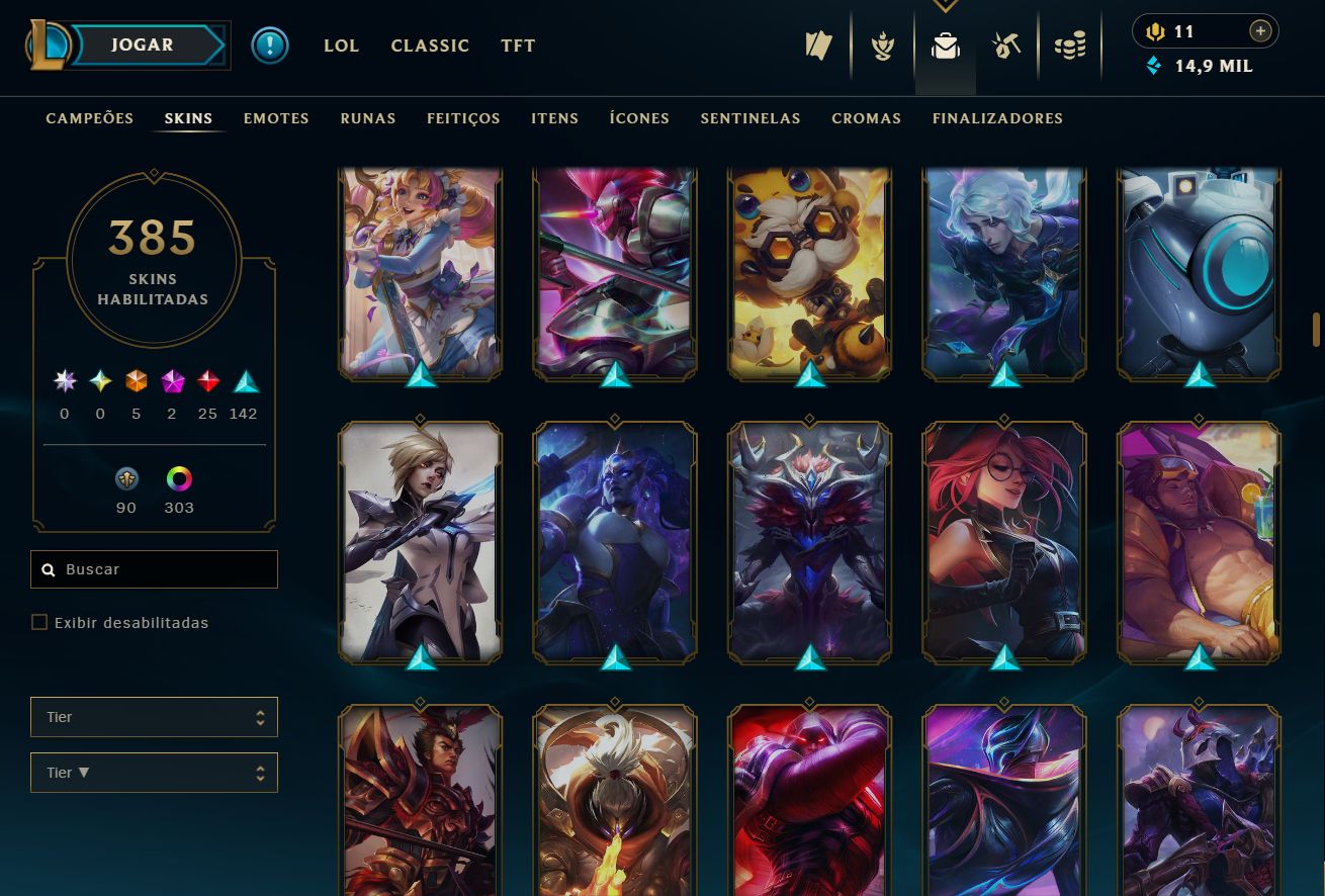 Lvl 498 | 385 Skins | Icones 2012 | Morgana Vitoriosa, Bordas de Skins e Mais..