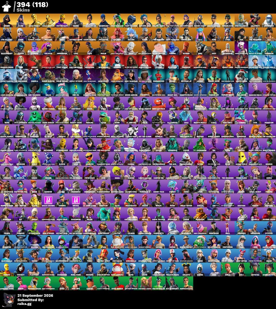 FORTNITE FULL ACESSO | 394 SKINS | IKONIK + GLOW + GOLD MIDAS | 239 DANÇAS |